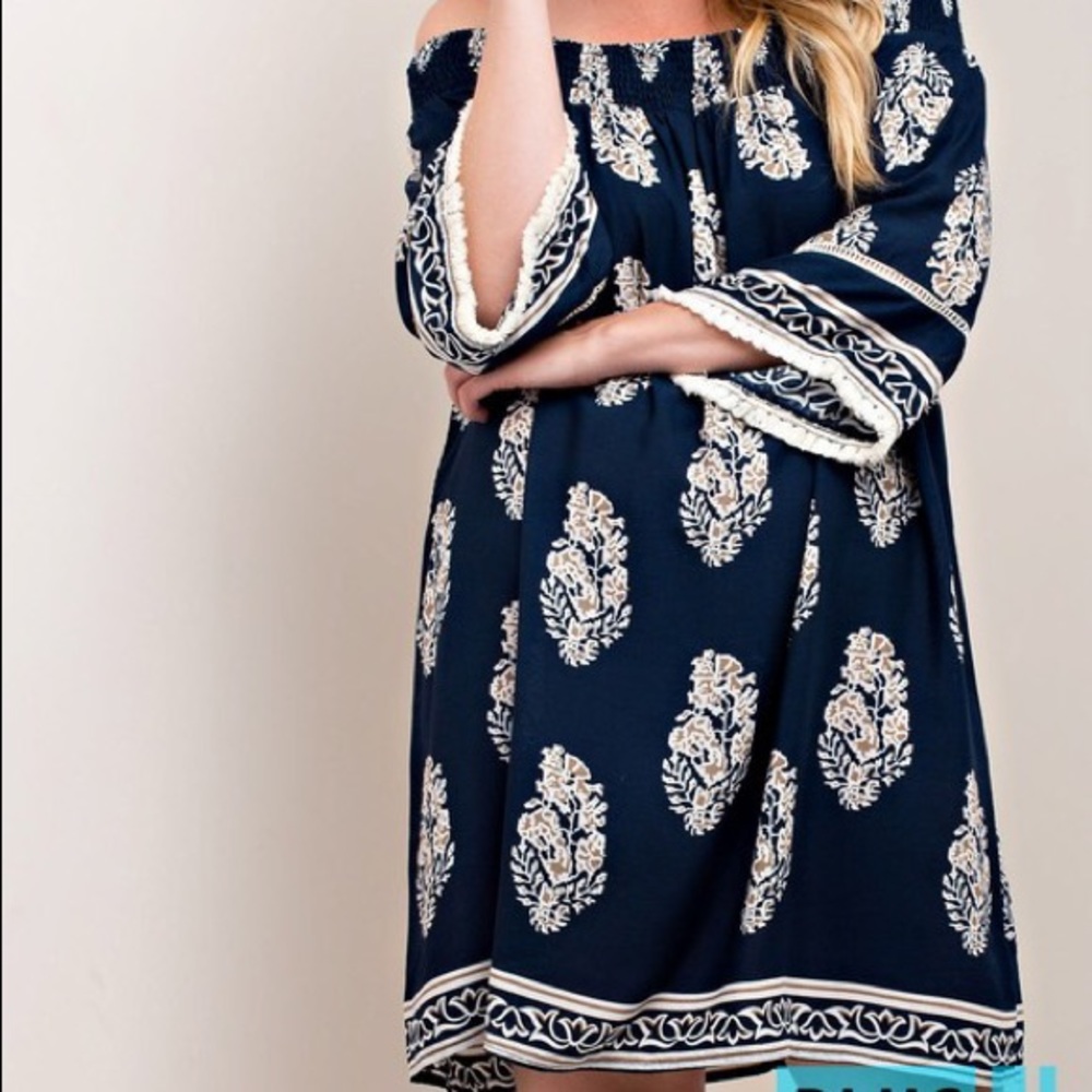 Plus Size On Off Shoulder Printed Summer Dress BRAND NEW - Picture 6 of 8